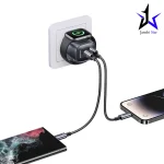 شارژر دیواری تایپ‌سی 20 وات و یو‌اس‌بی 18 وات و شارژر اپل‌واچ یوسامز CC293 T67