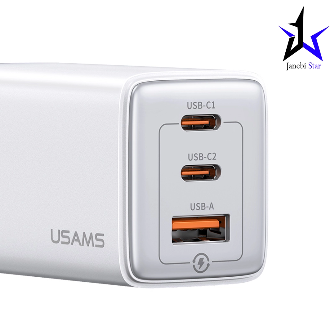 423 شارژر دیواری یوسمز مدل US-CC180 ظرفیت ۶۵ وات سه پورت