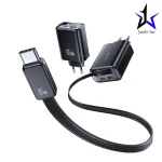 شارژر دیواری 65 وات تایپ سی و یواس بی یوسمز با کابل تایپ‌سی جمع‌شونده CC299